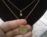 Colar Duplo Pai Nosso Com Pedra E Folheado A Ouro
