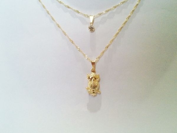 Colar Duplo Coruja Com Strass