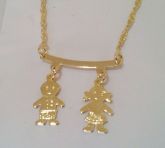 Colar Casal De Filhos Folheado A Ouro