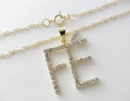Colar Fé Com Strass Branco Folheado A Ouro