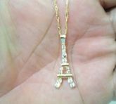 Colar Folheado A Ouro Torre Eiffel Paris em Strás