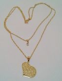 Colar Duplo Coração Pai Nosso Folheado A Ouro